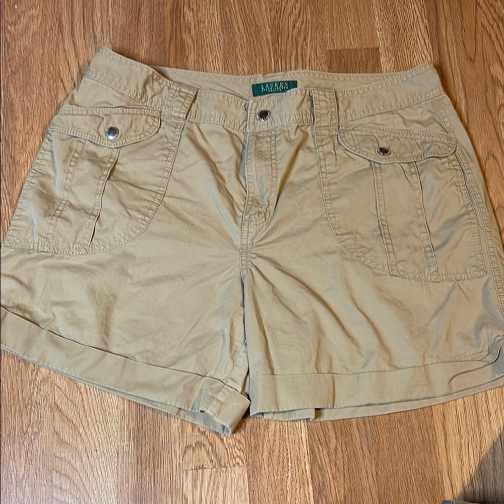 Ralph Lauren Tan Cargo Shorts Relaxed Fit Cotton